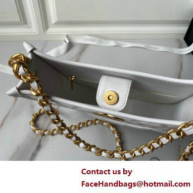 Chanel Calfskin  &  Gold-Tone Metal Hobo Handbag AS4532 White 2025